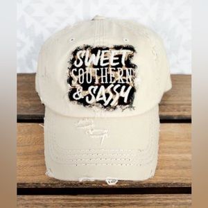 Distressed Stone with Leopard “Sweet Southern & Sassy” cap